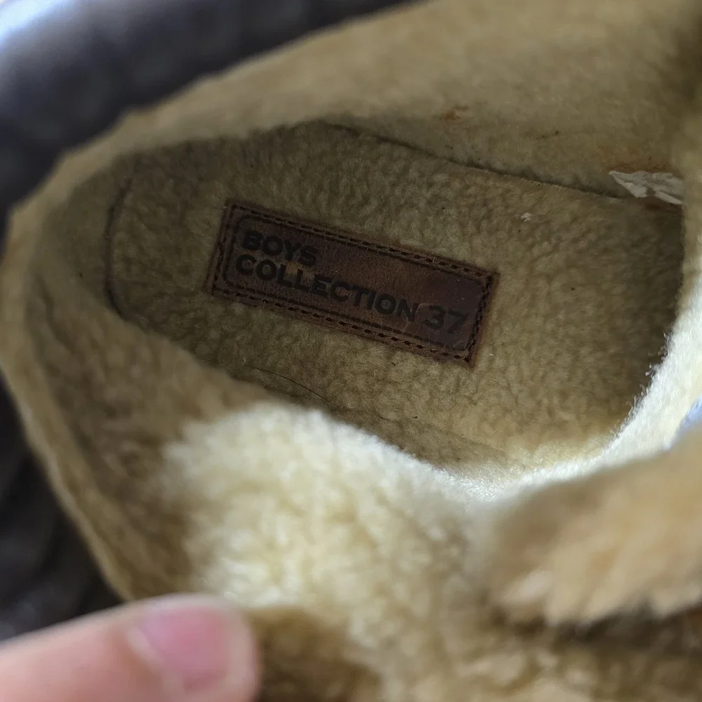 NWT Zara Kids Boys Brown Suede‎ Faux Fur Lined Winter Boots Size 37 EU US 4.5